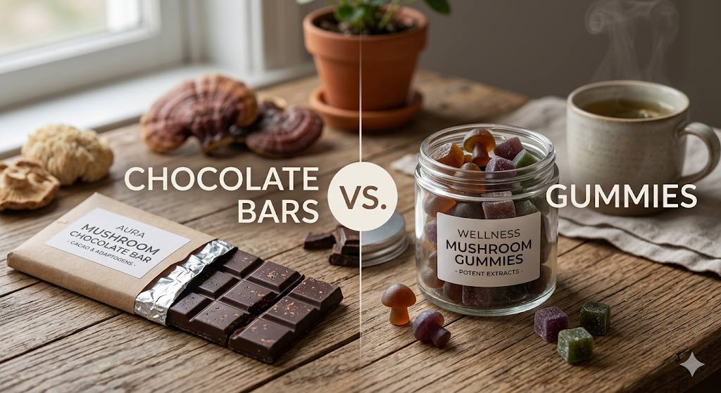 mushroom chocolate bars vs gummies⁠